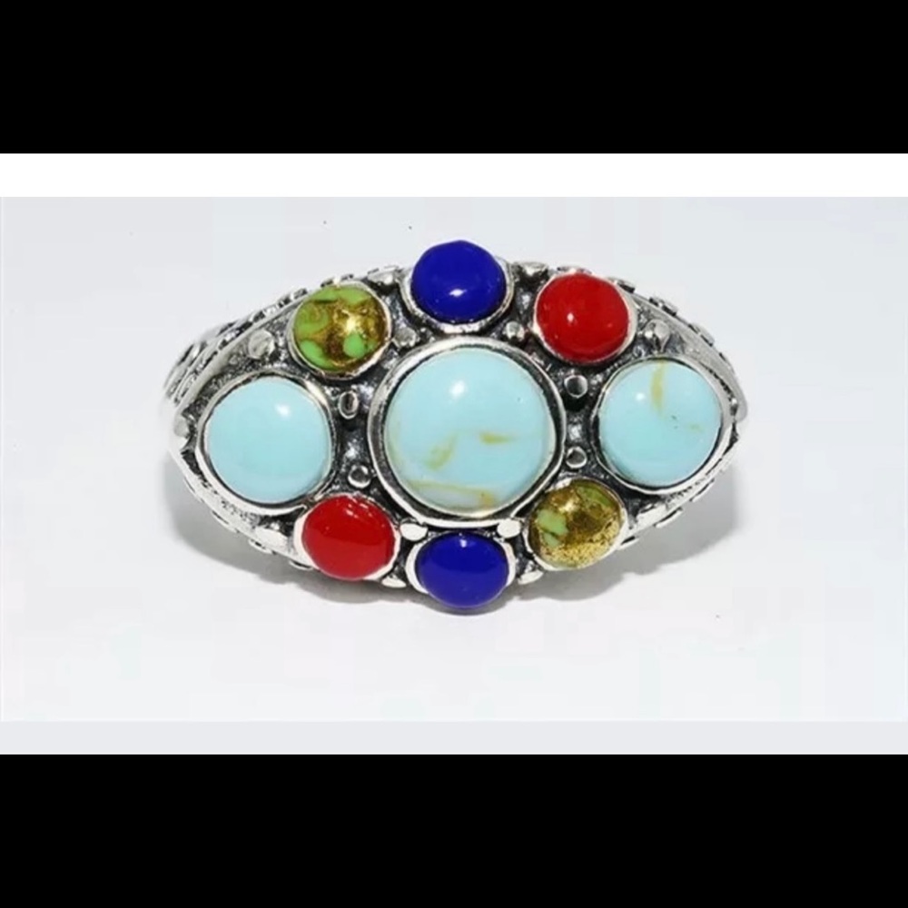 Turquoise Multi Gemstone Ring - image 1